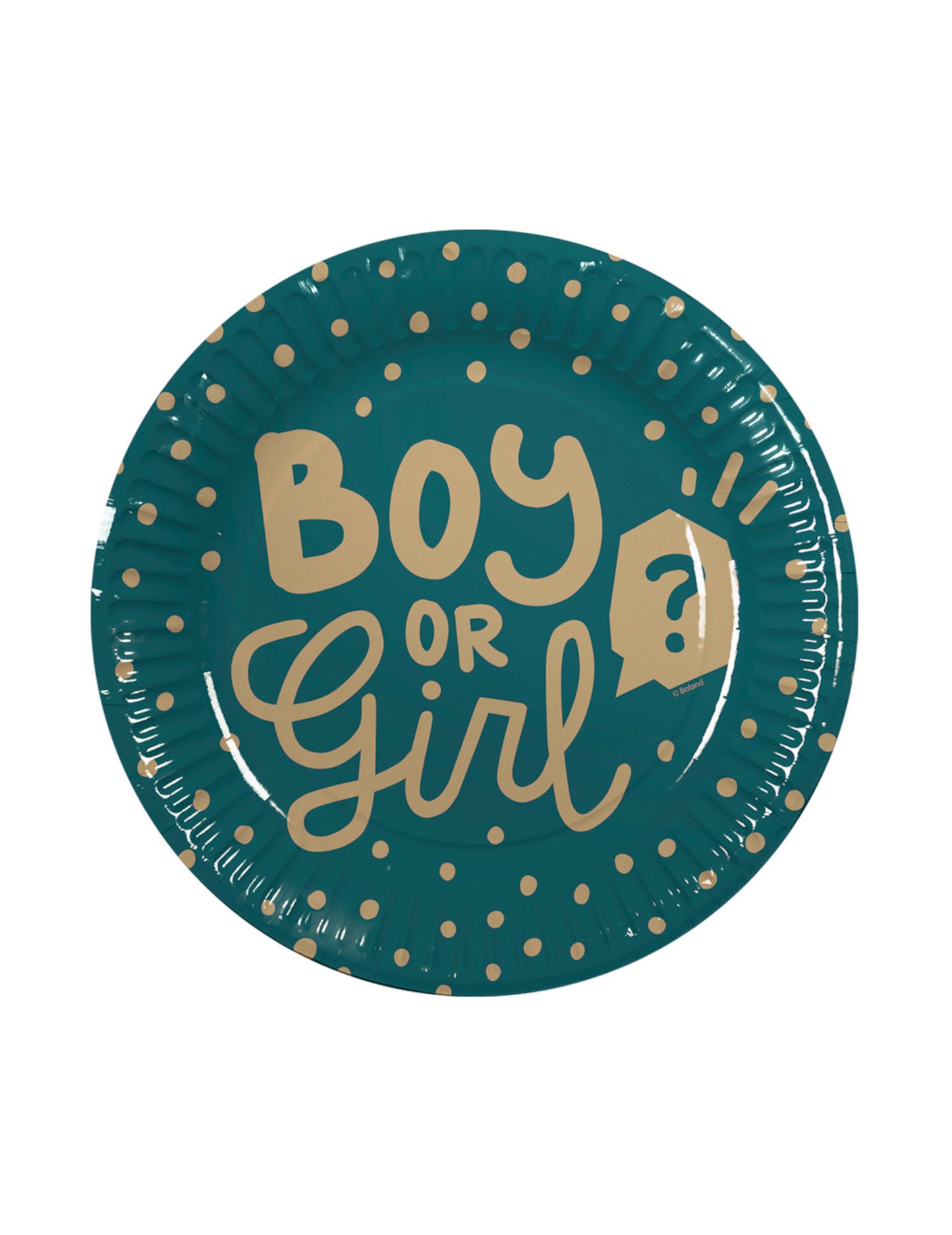 10 papírových talířů pro chlapce nebo dívky 23 cm zlatá tyrkysová