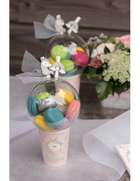 10 papírových kelímků s motivem jednorožce 7,8 x 9,7 cm