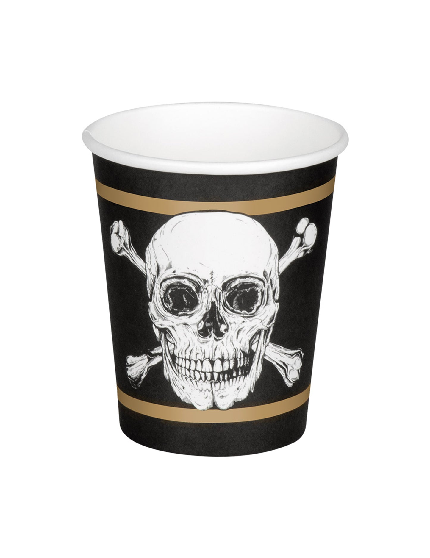 10 papírových kelímků Pirát Jolly Roger 21 cl