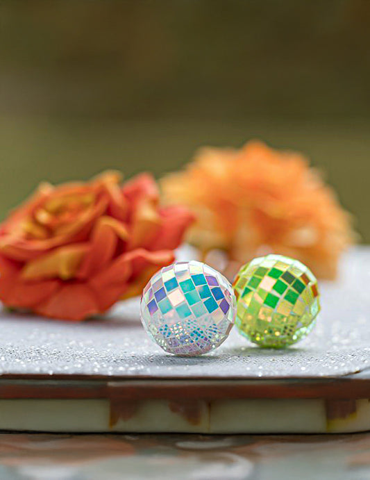 10 mini iridescentních vícebarevných diskokoulí 4 cm
