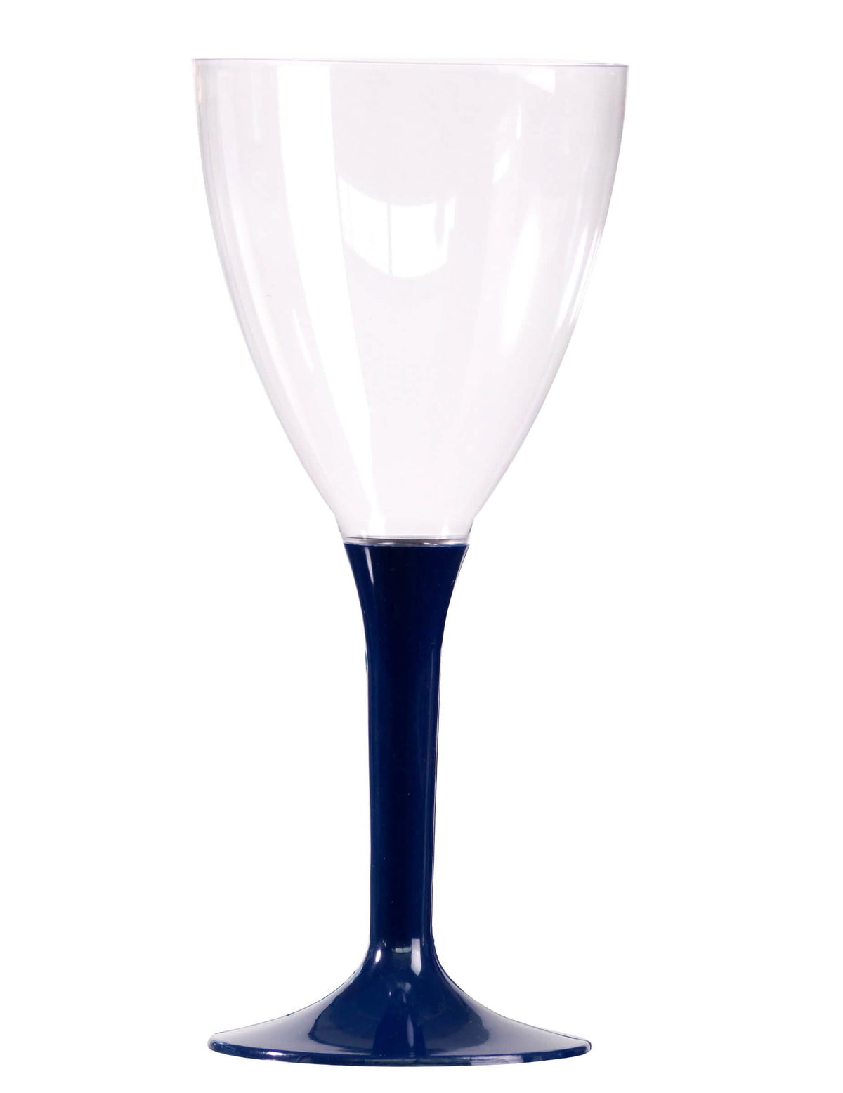 Plastová vinná sklenice na párty s modrým podstavcem 160 ml