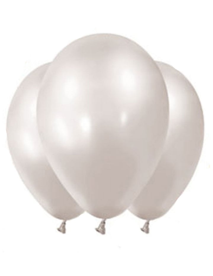 12 perleťově bílých metalických balónků 28 cm
