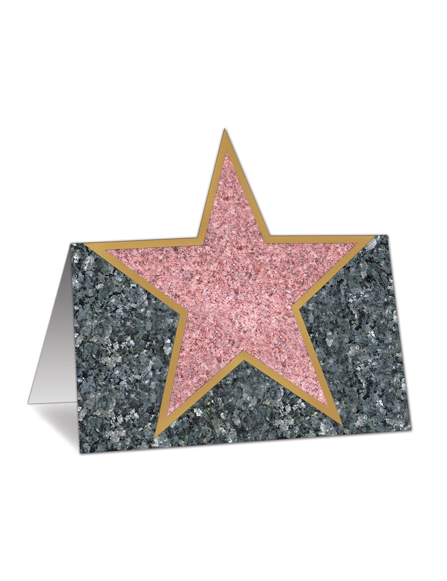 Marque-place hollywood pour décoration de table gris aspect marbre avec étoile rose