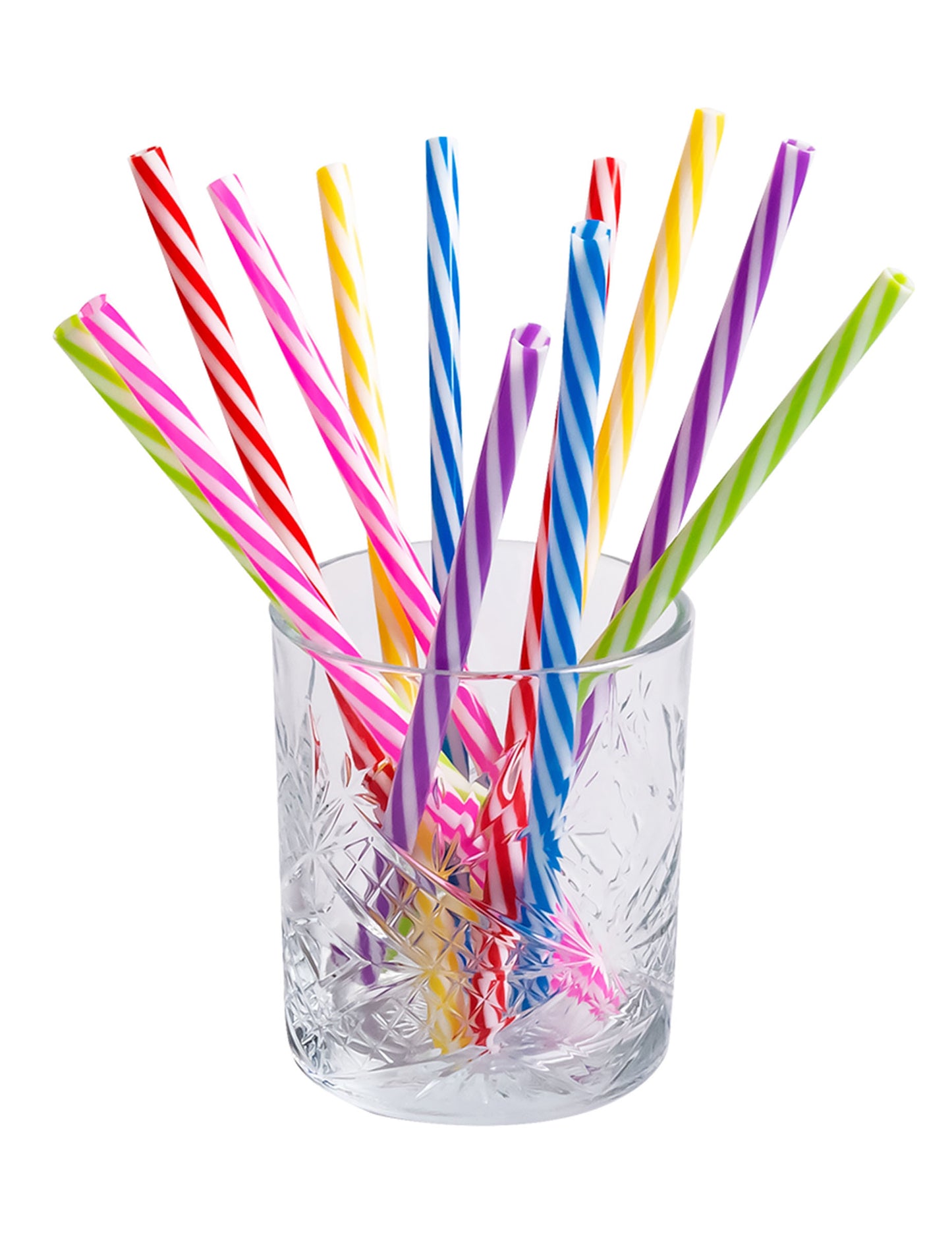 12 barevných opakovaně použitelných plastových brčka 21 cm