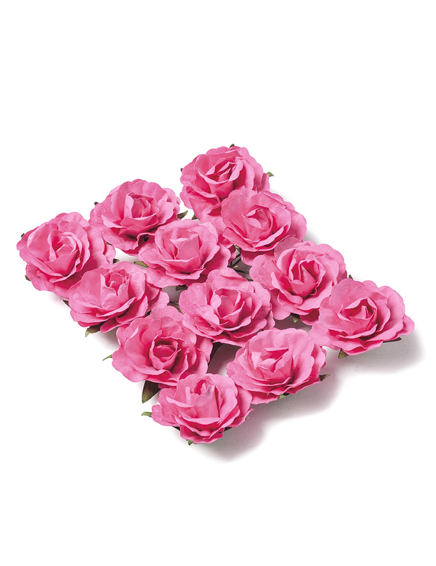 12 fuchsiových papírových růžiček k sešití