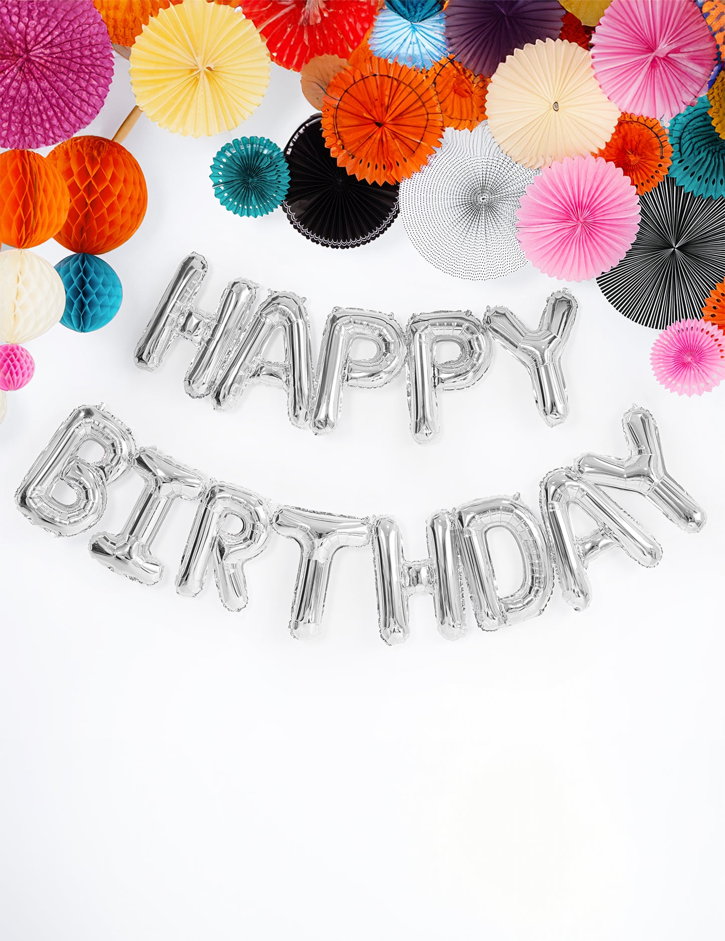 13 hliníkových balónků dopisy k narozeninám stříbrná girlanda 35 cm