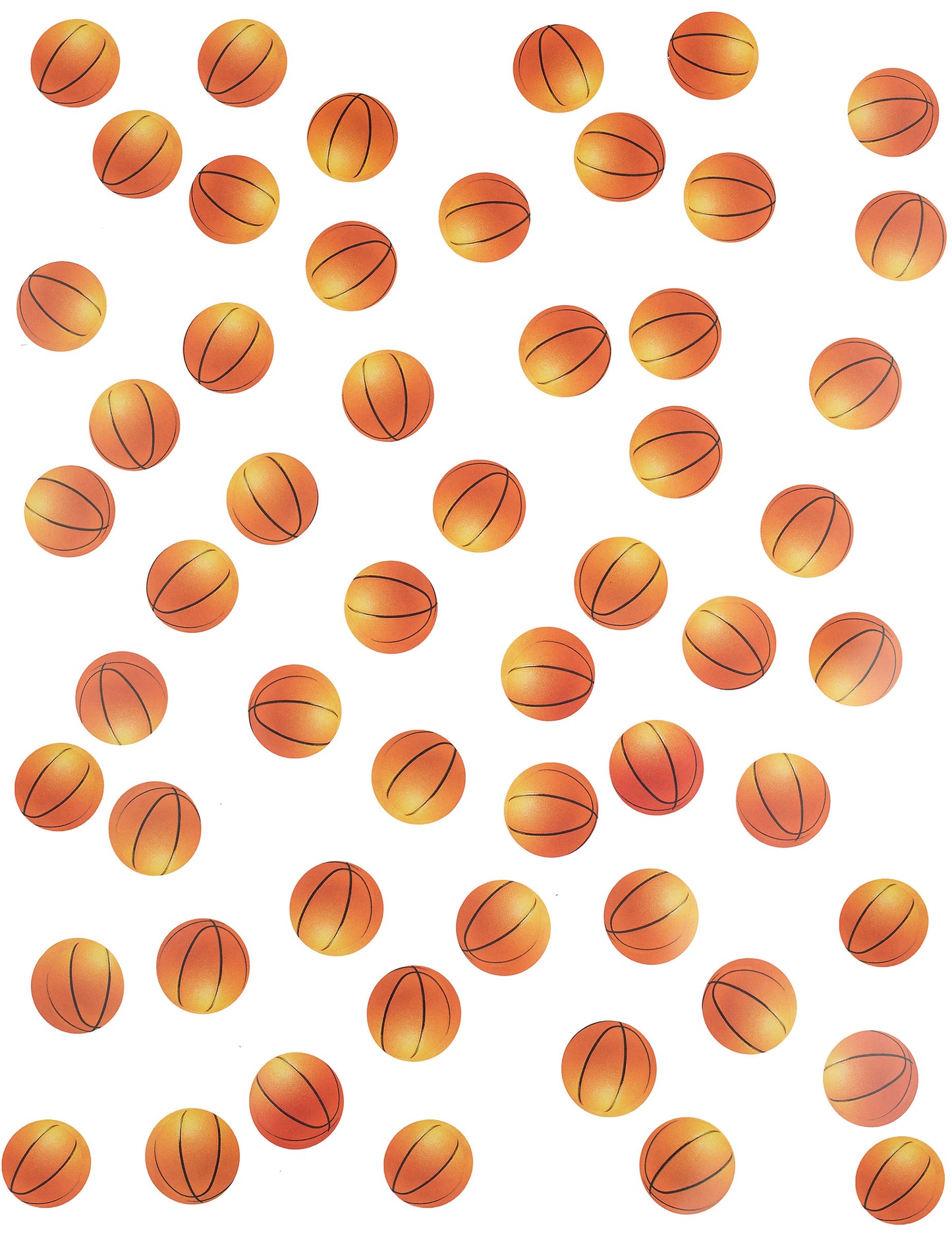 150 oranžových papírových basketbalových stolních konfet