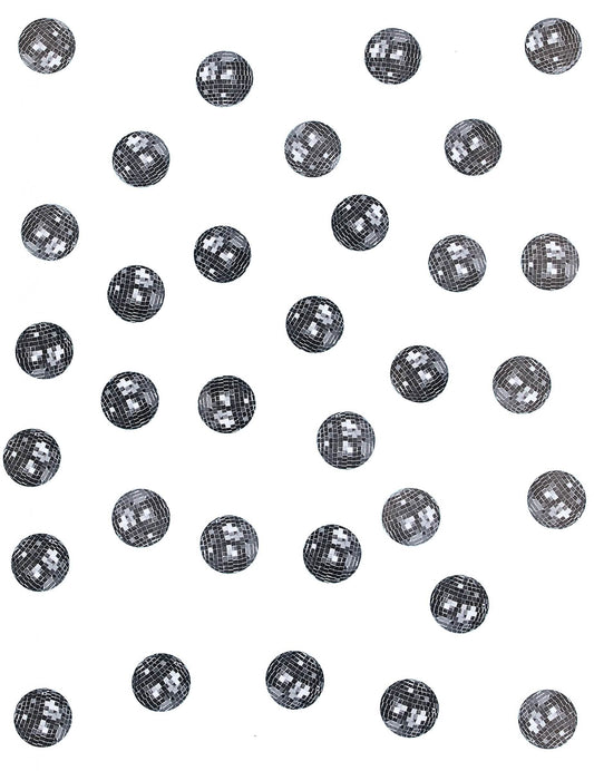 Détail des motifs des confettis de table boule disco