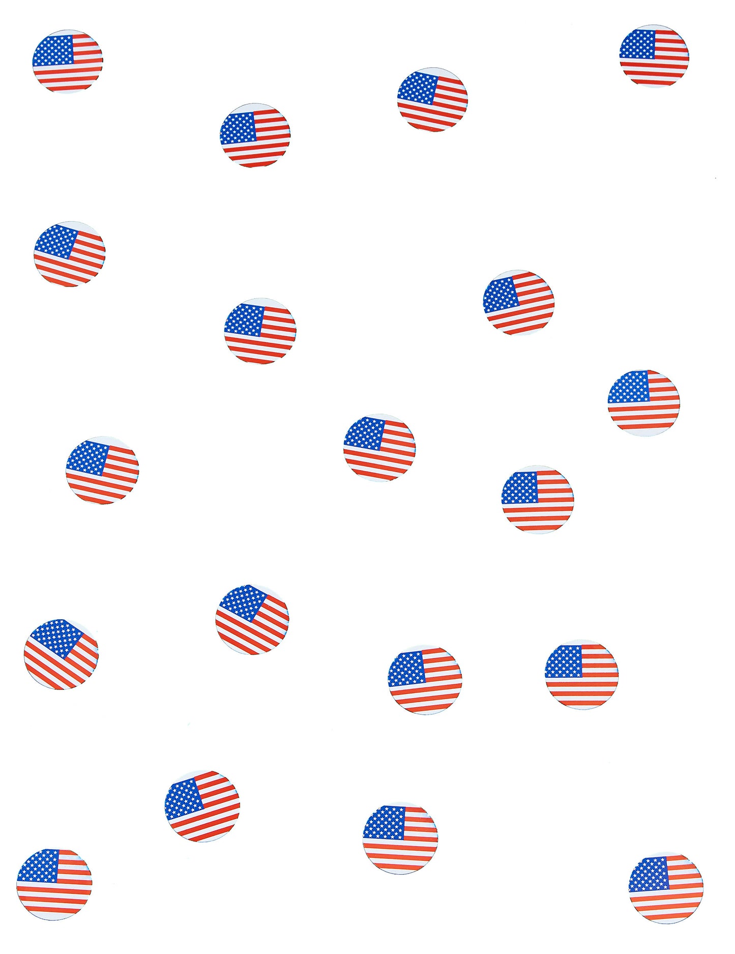 Vue d'ensemble de la répartition des confettis de table drapeau USA