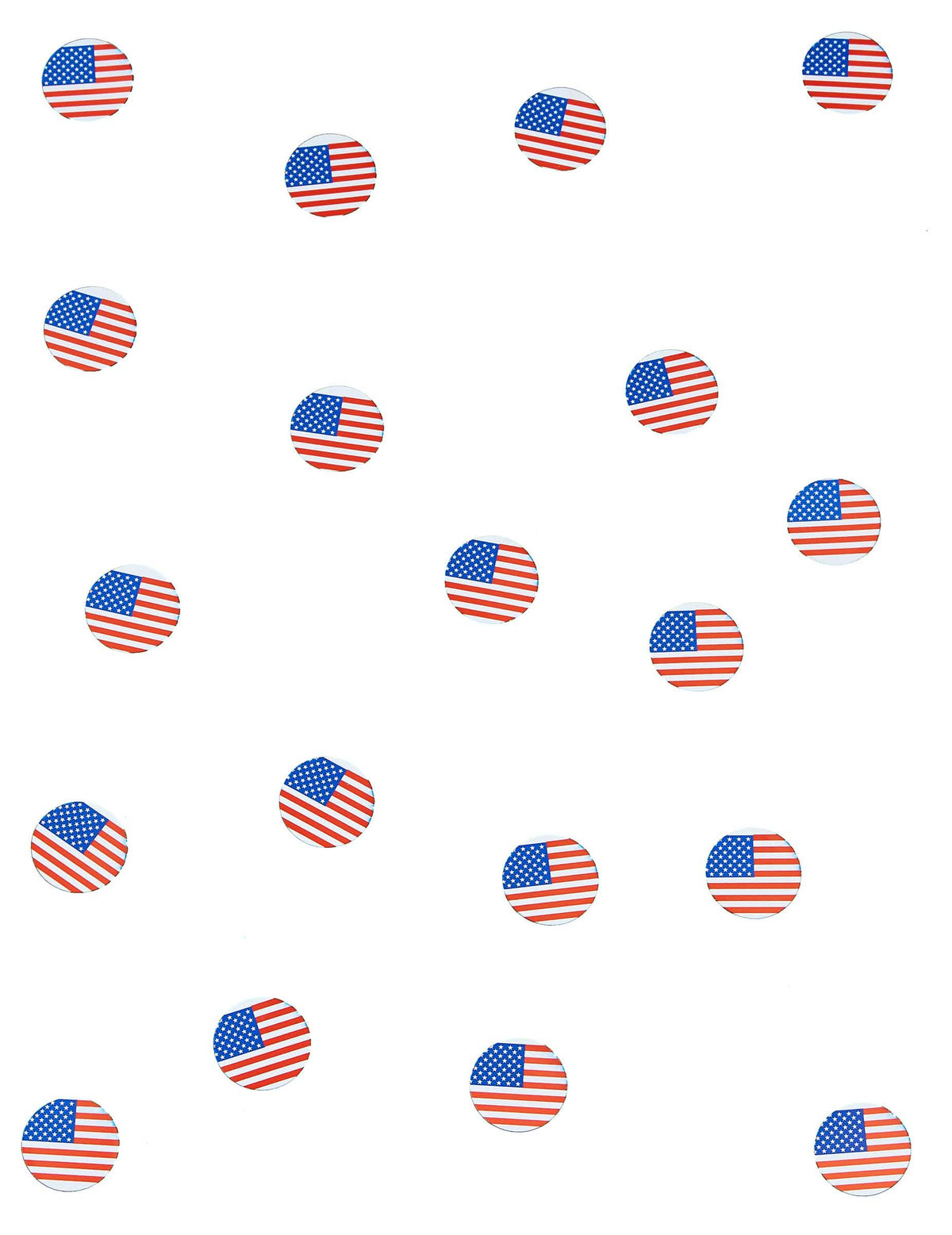 Přehled rozložení konfety na stůl vlajka usa