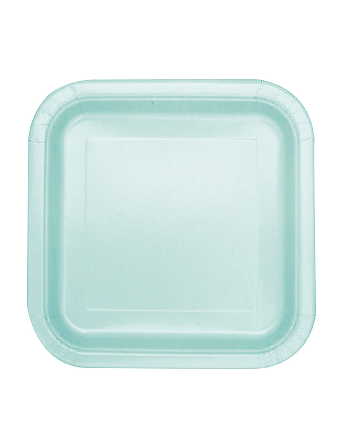 16 malých čtvercových papírových talířků v mátové barvě 17,5 cm pastel