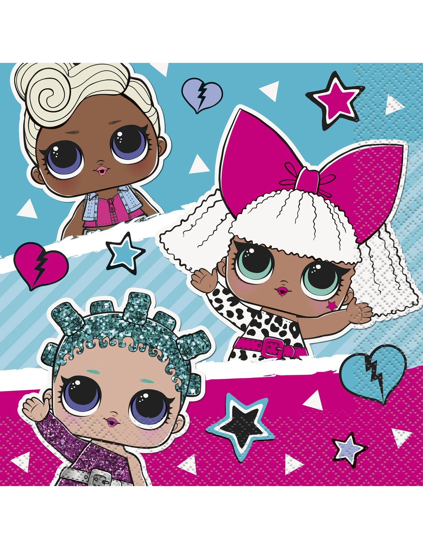 Serviettes en papier LOL Surprise pour enfant bleu et rose avec motifs poupées