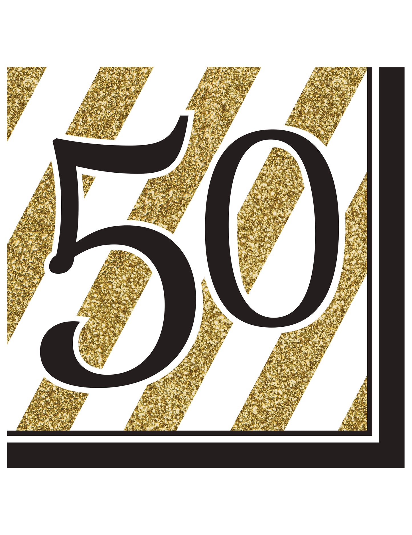 16 černobílých a zlatých papírových ubrousků k 50. výročí 33 x 33 cm