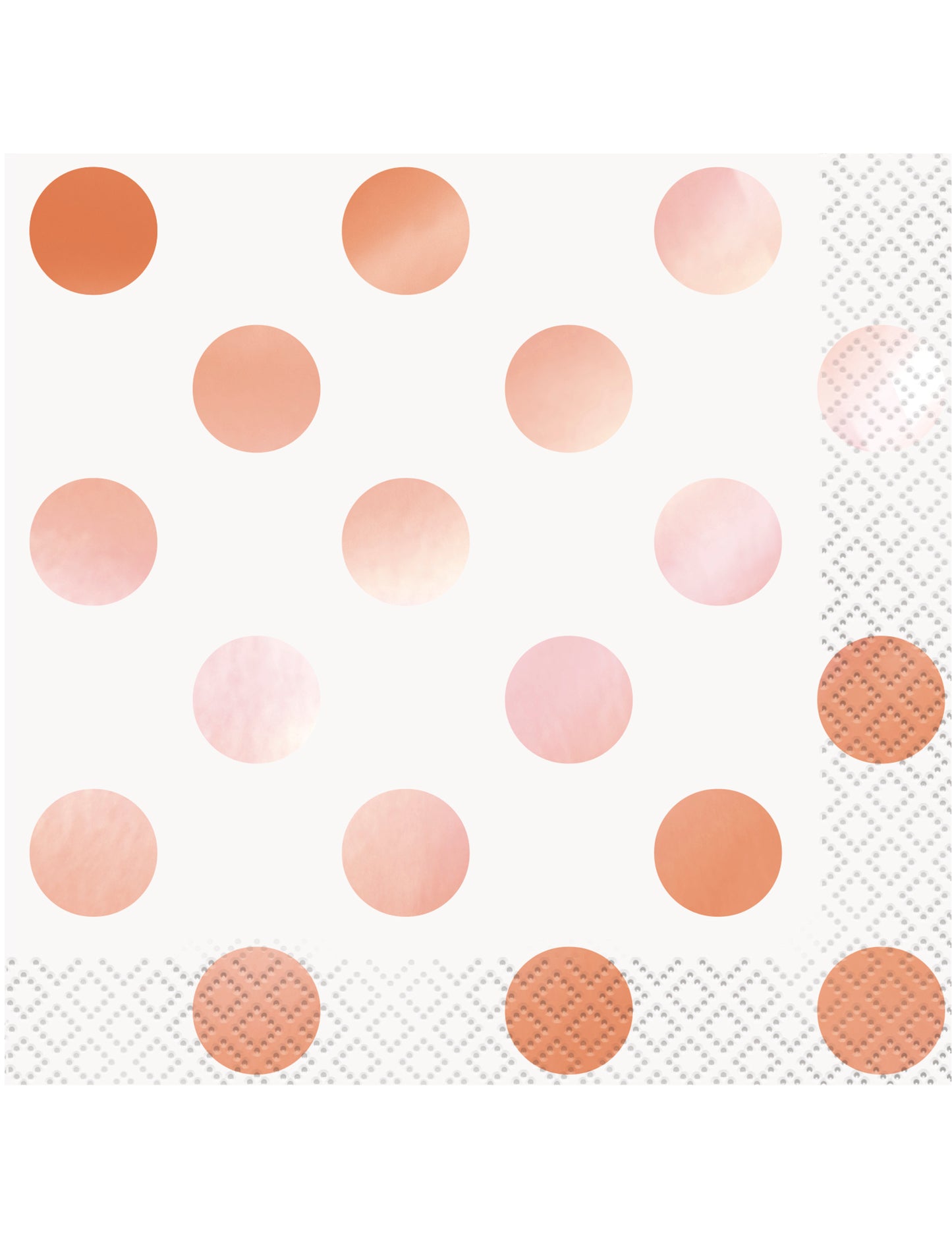 16 malých růžovo-zlatých puntíkovaných papírových ubrousků 25 x 25 cm