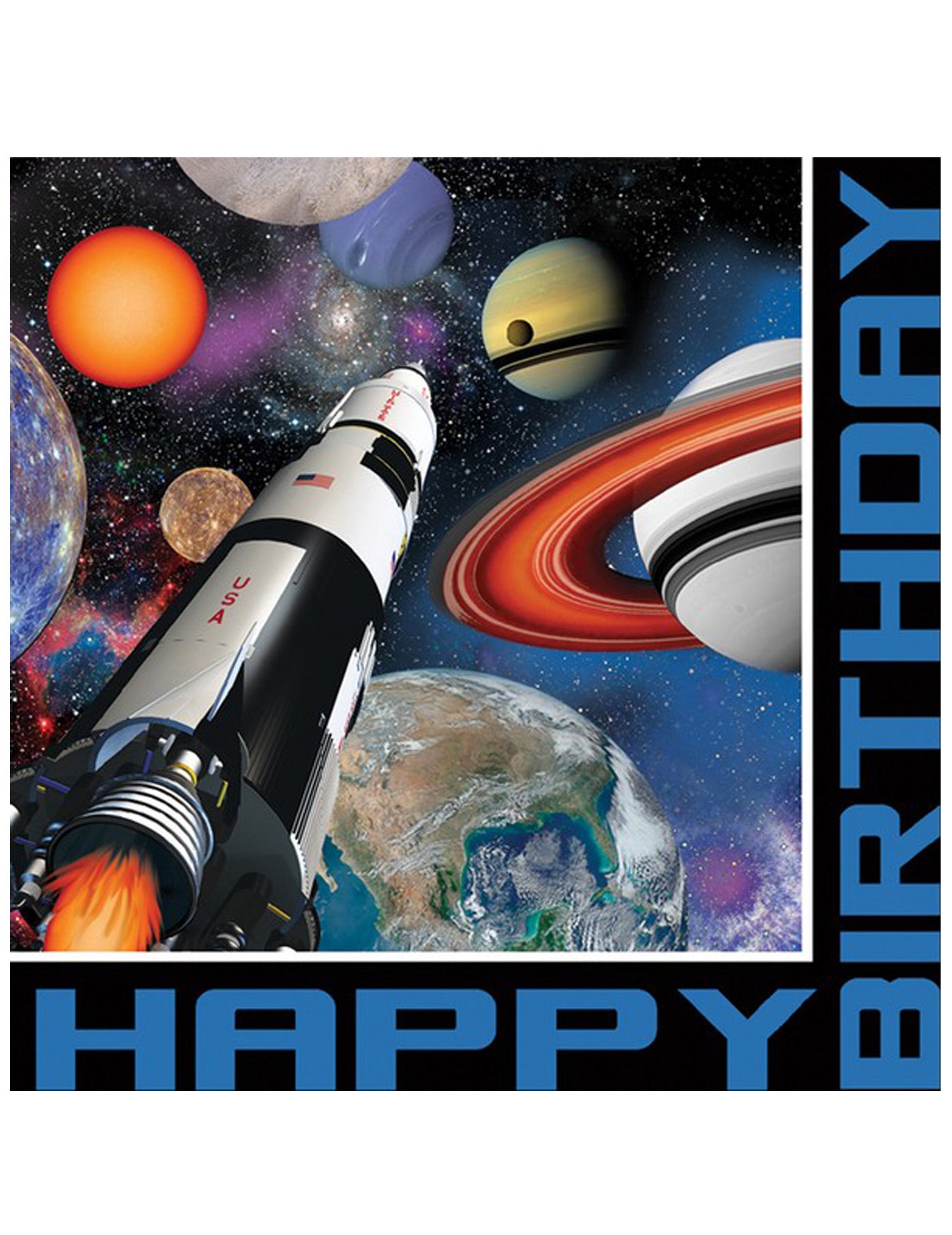 16 papírových ubrousků s vesmírnými motivy k narozeninám 33 x 33 cm