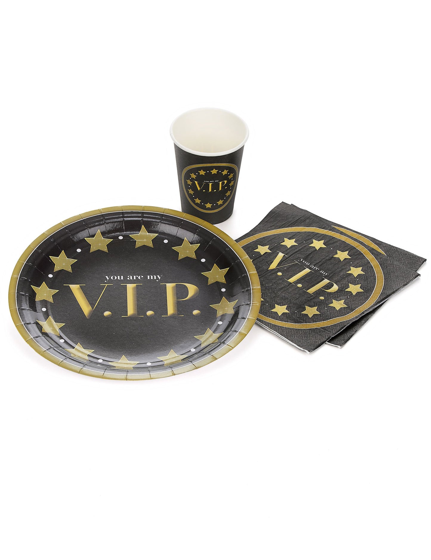 16 černých a zlatých papírových ubrousků 33 x 33 cm jsi můj VIP