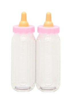 2 plastové kojenecké lahve pro dívky 13 x 3 cm růže na sladkosti