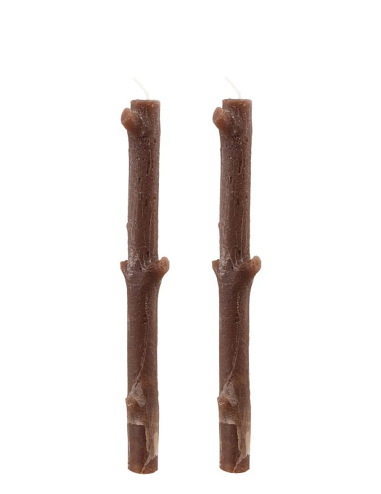 2 svíčky z hnědé větve stromu 25 cm