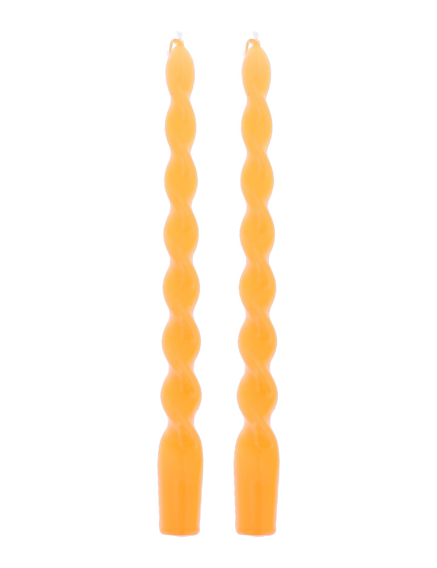 Lot de 2 bougies chandelles torsadées orange