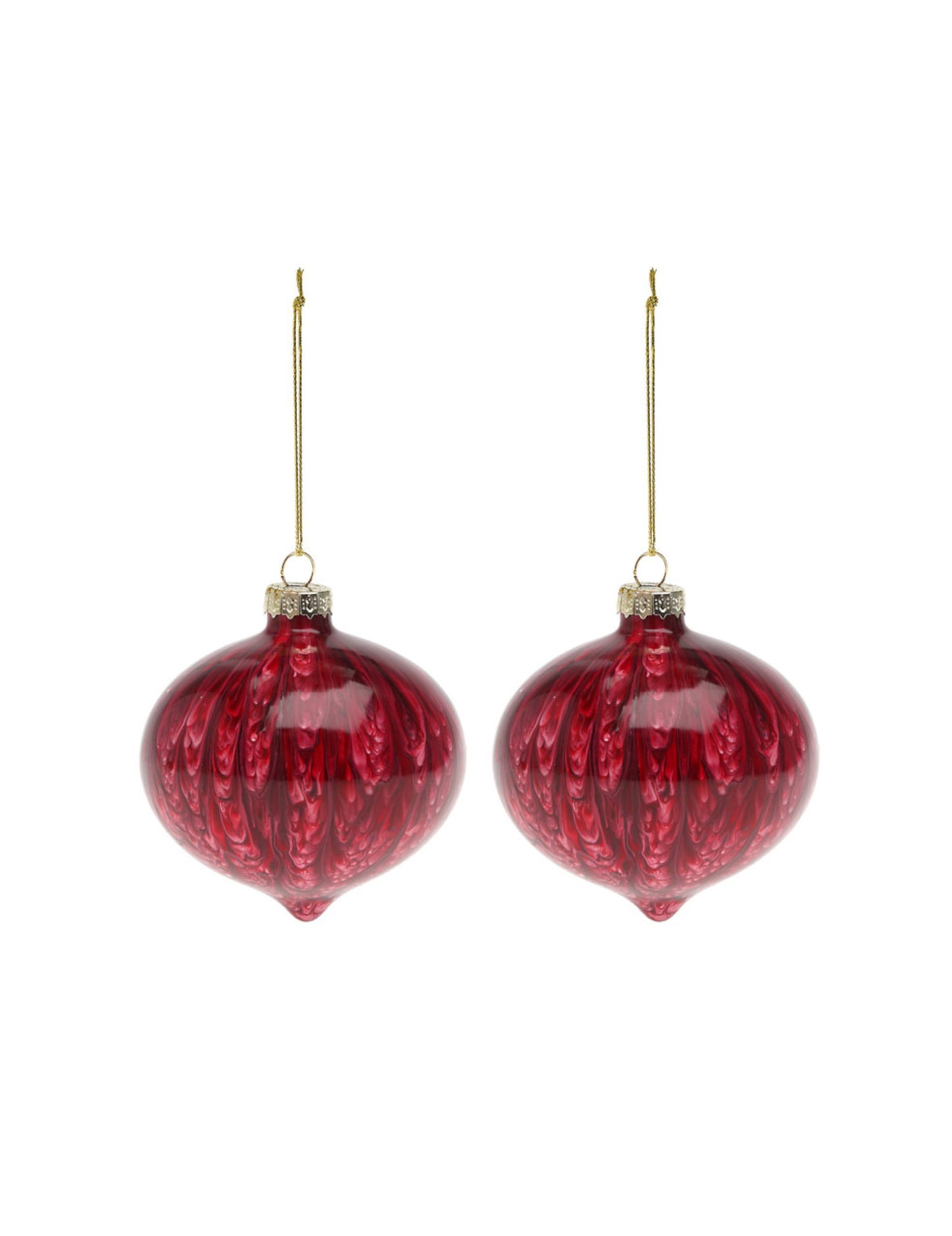 Boules en verre losange marbrées pour décoration rouge