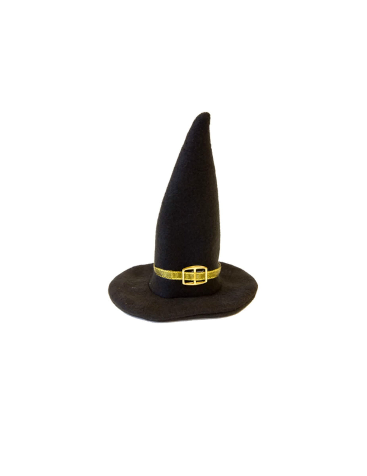 Dekorace čarodějnického klobouku halloween černá se zlatou sponou