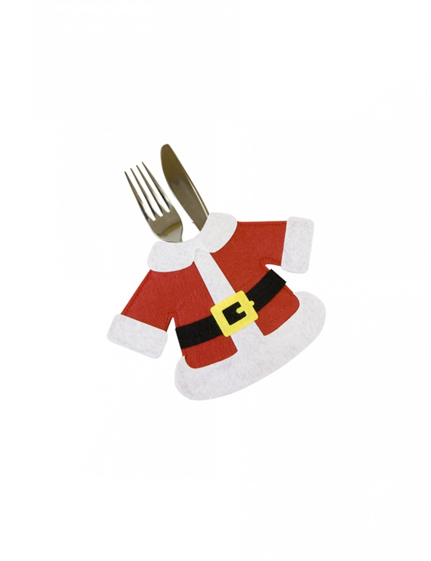 2 červené držáky na příbory na kabát Santa Claus 14 x 19 cm pro stůl