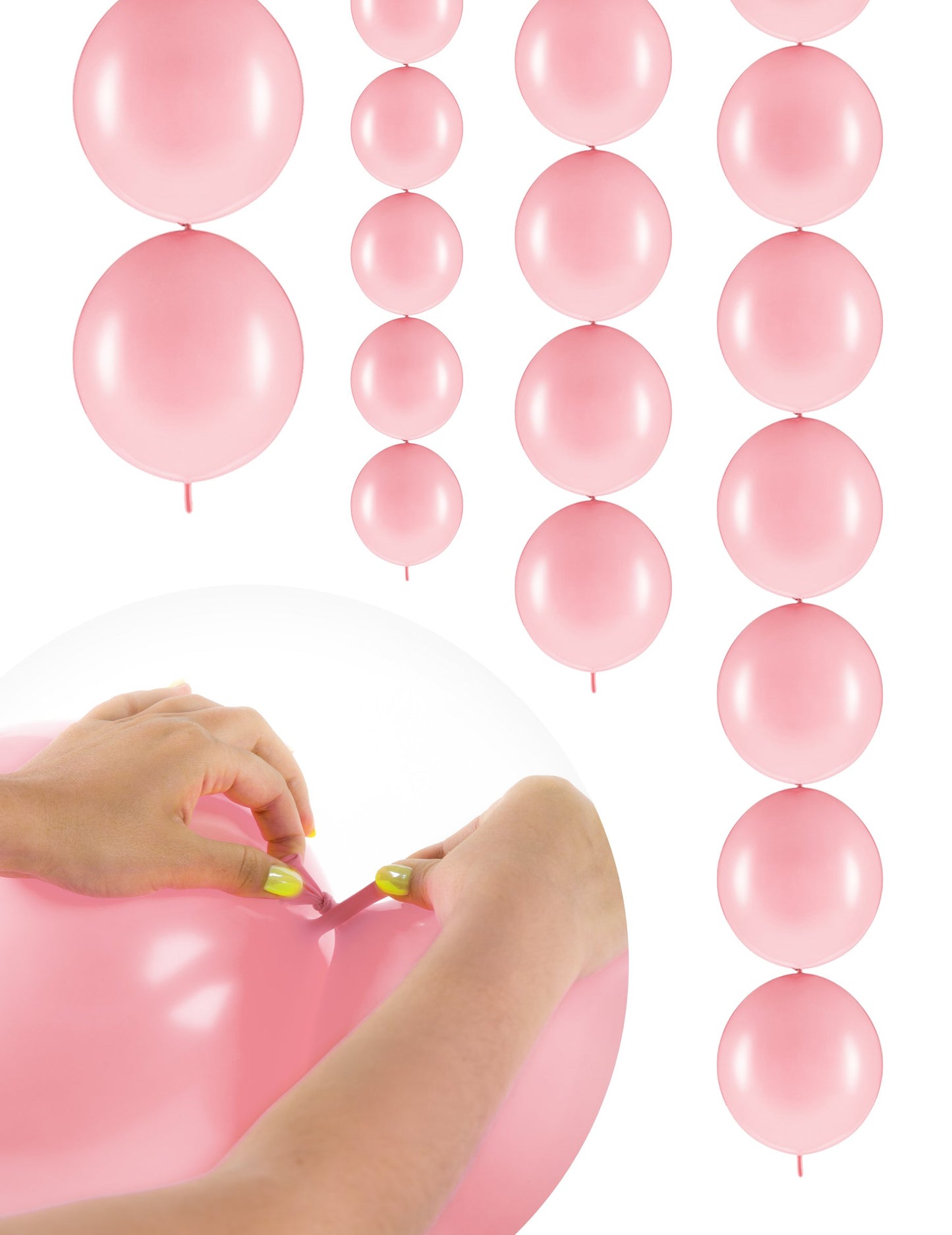 20 Ballons gonflables Rose pastel à relier 28 cm