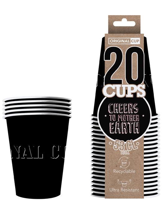 Lot de 20 gobelets américains carton recyclable noirs