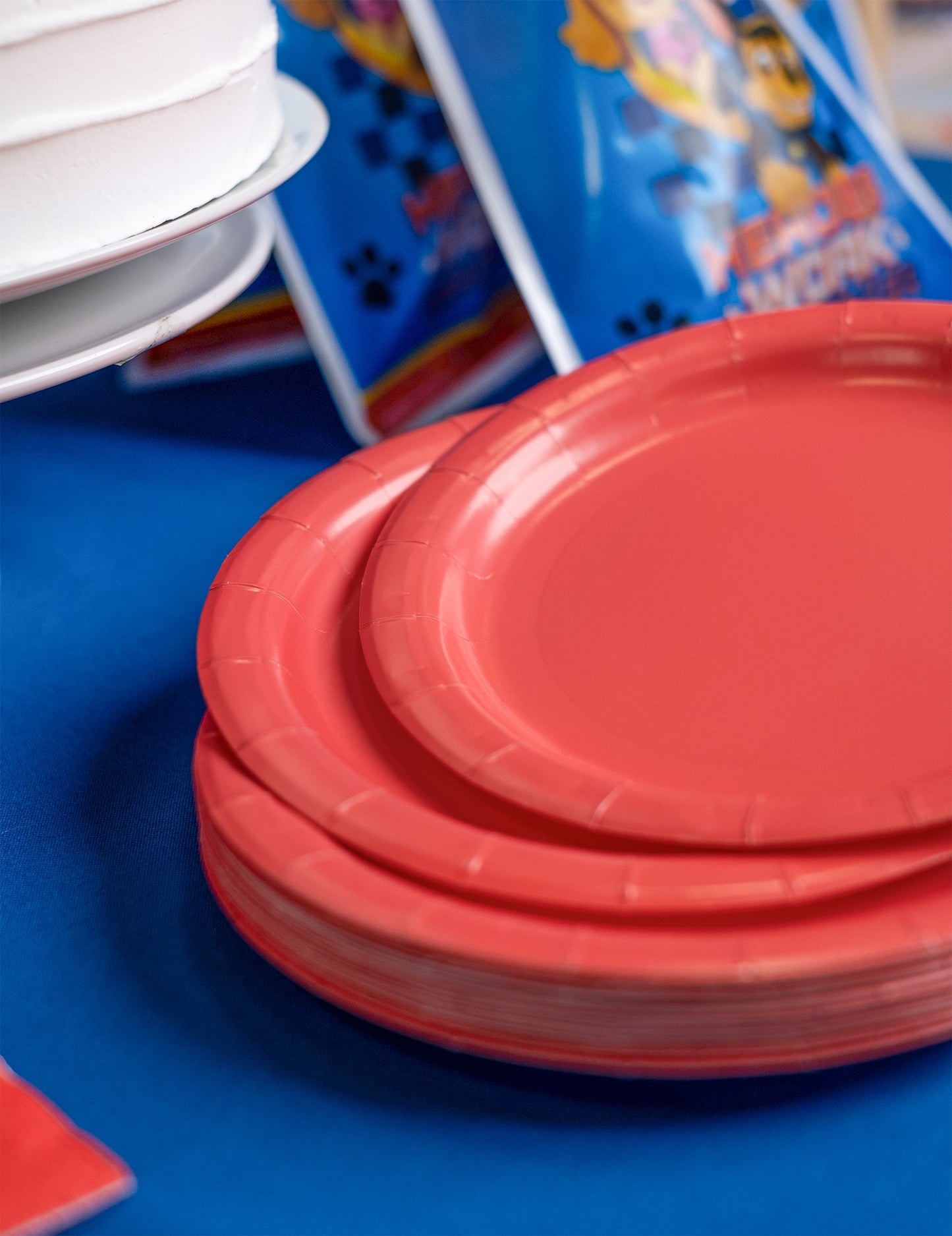 20 malých kulatých korálově červených kartonových desek 17.1 cm na dezert