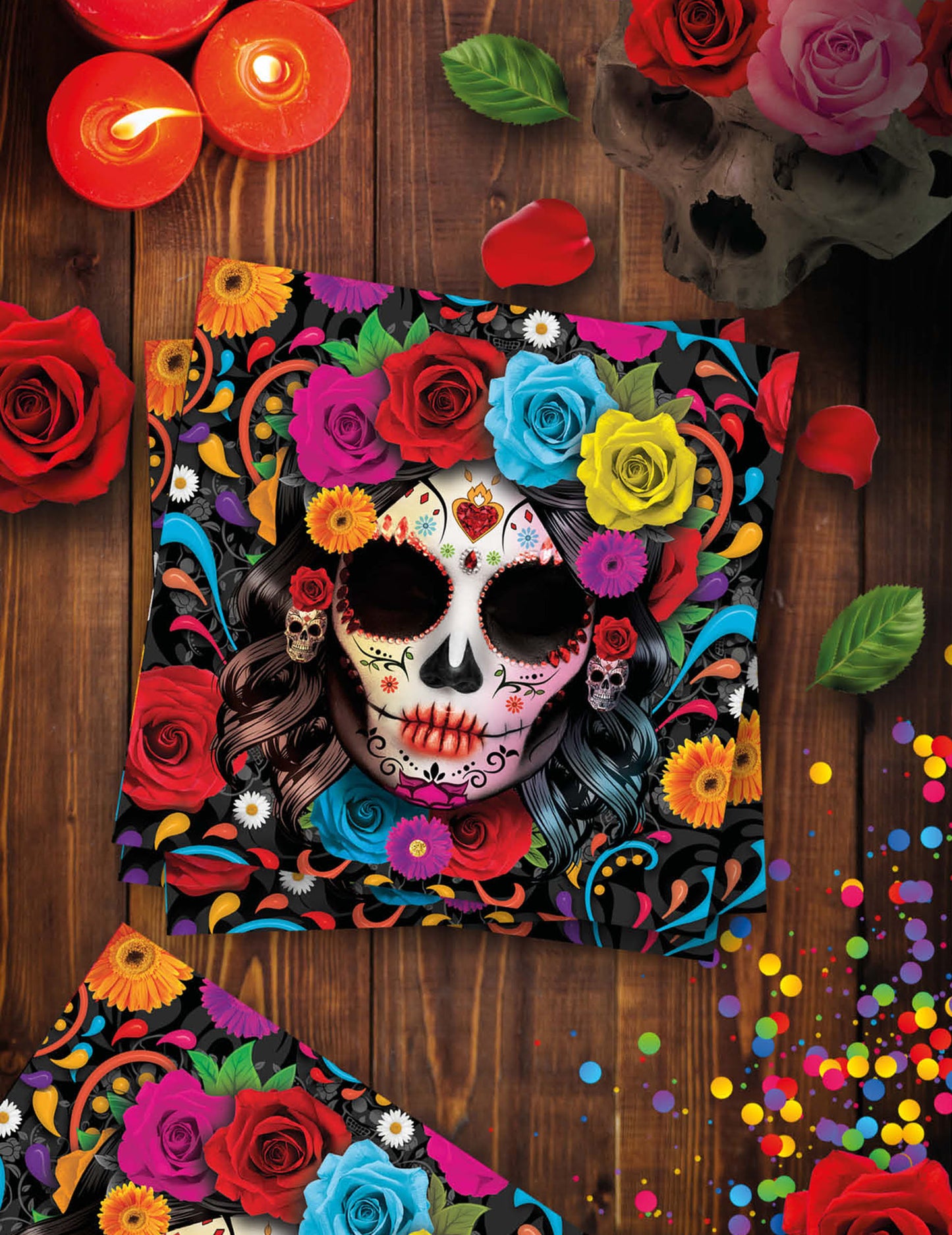 12 ubrousků Catrina Dia de los Muertos 16 x 16 cm