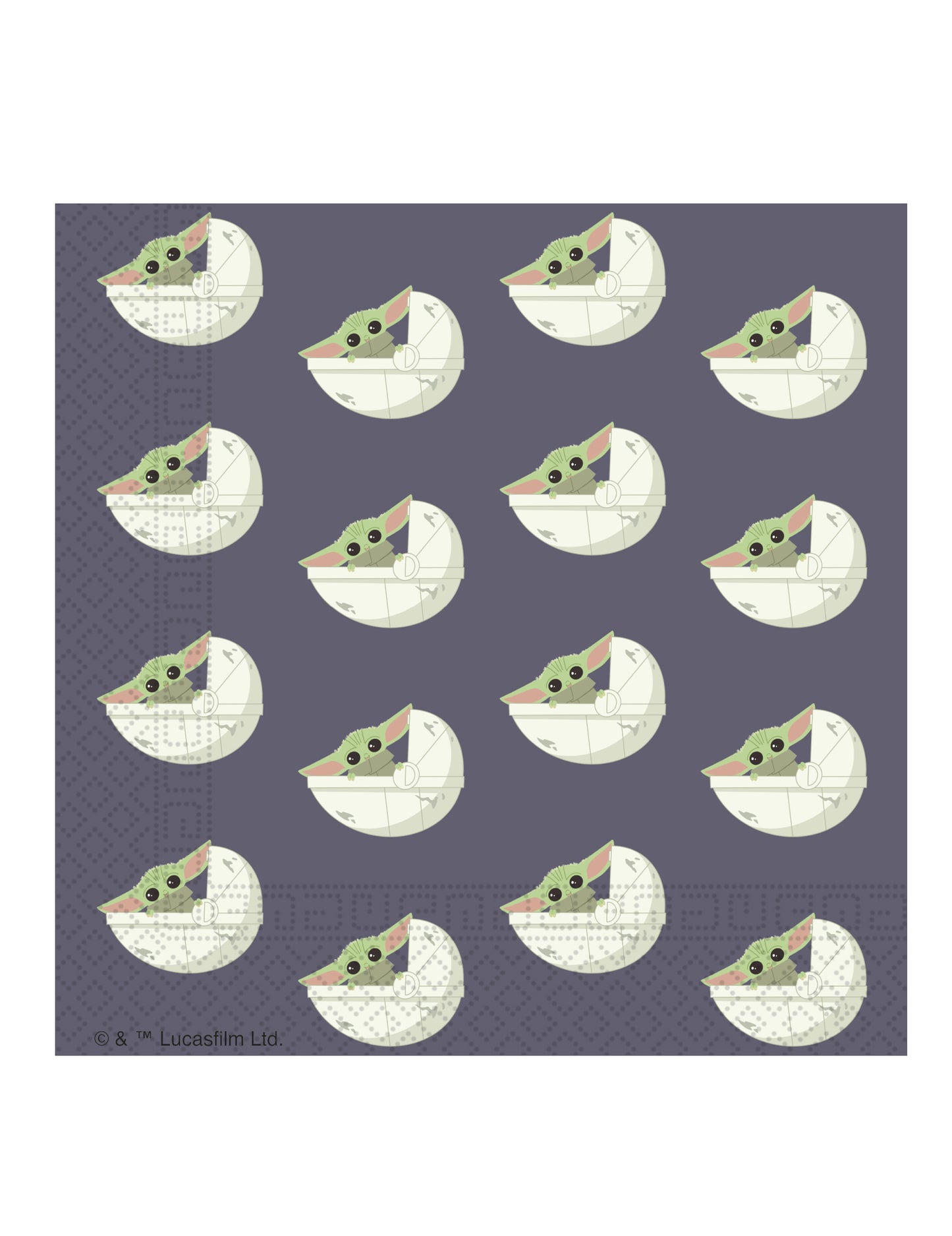 20 papírových ubrousků s motivem Baby Yody a Mandaloriana 33 x 33 cm