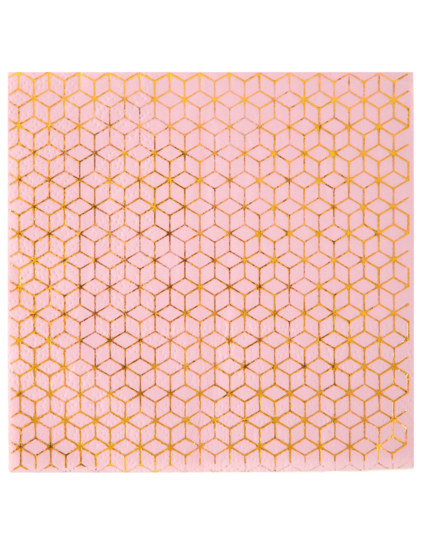 20 růžových papírových ubrousků a měděný geometrický vzor 25 x 25 cm