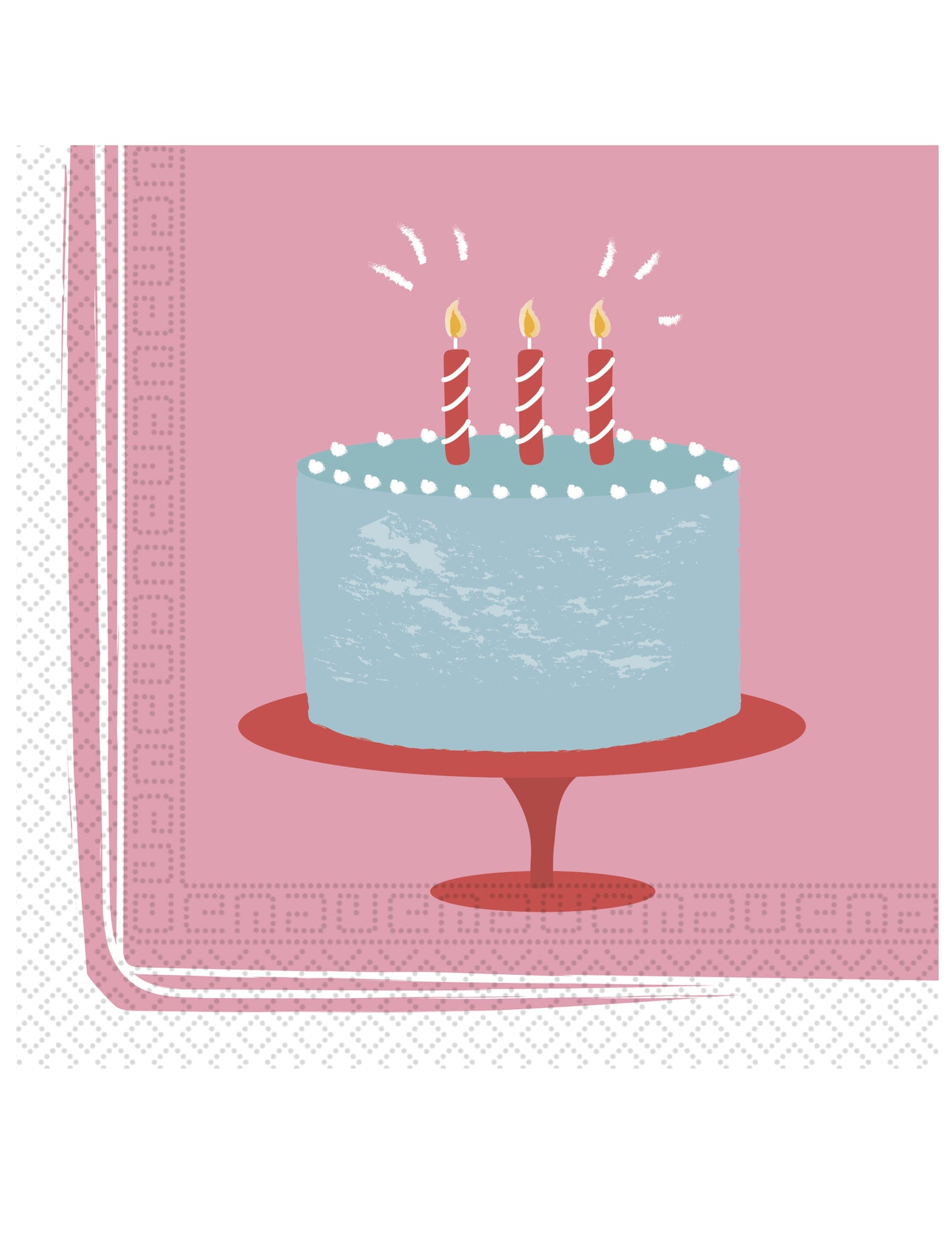 20 pastelových růžových papírových ubrousků na narozeninový dort 33 x 33 cm