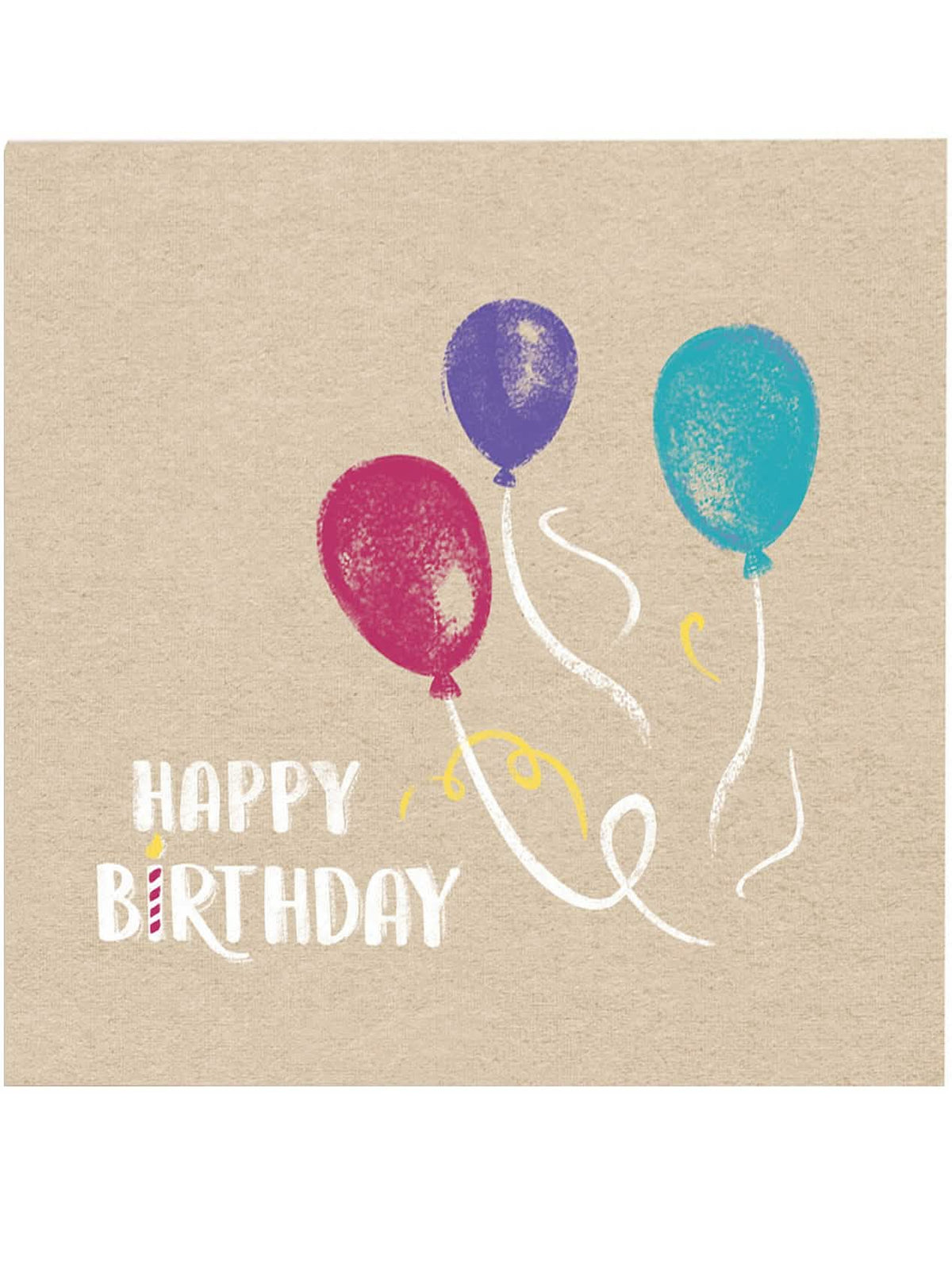 papírové ubrousky Happy Birthday pro narozeniny kraftové a modré s barevnými balónky