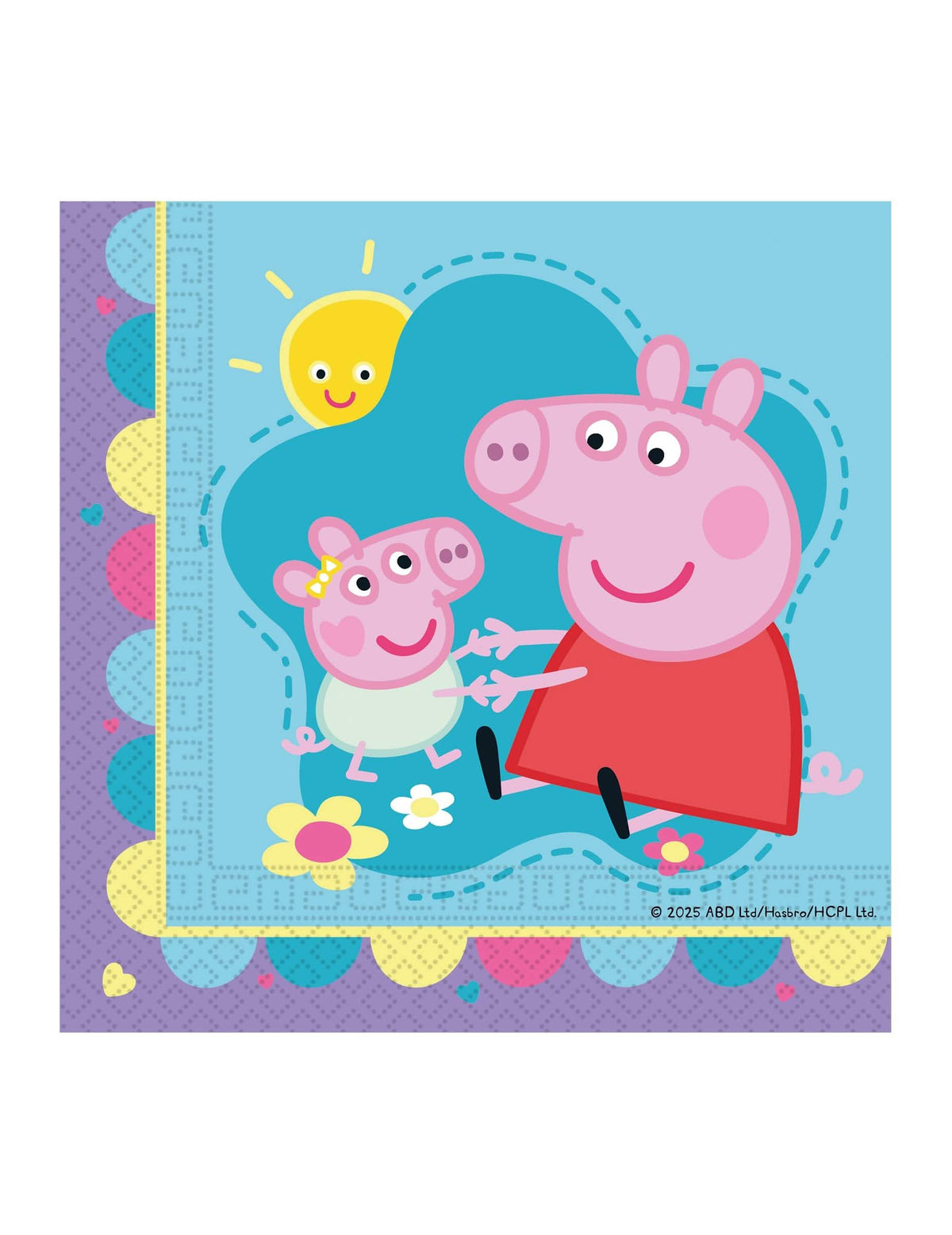 Papírové ubrousky Prasátko Peppa pro dítě modré s motivy květin