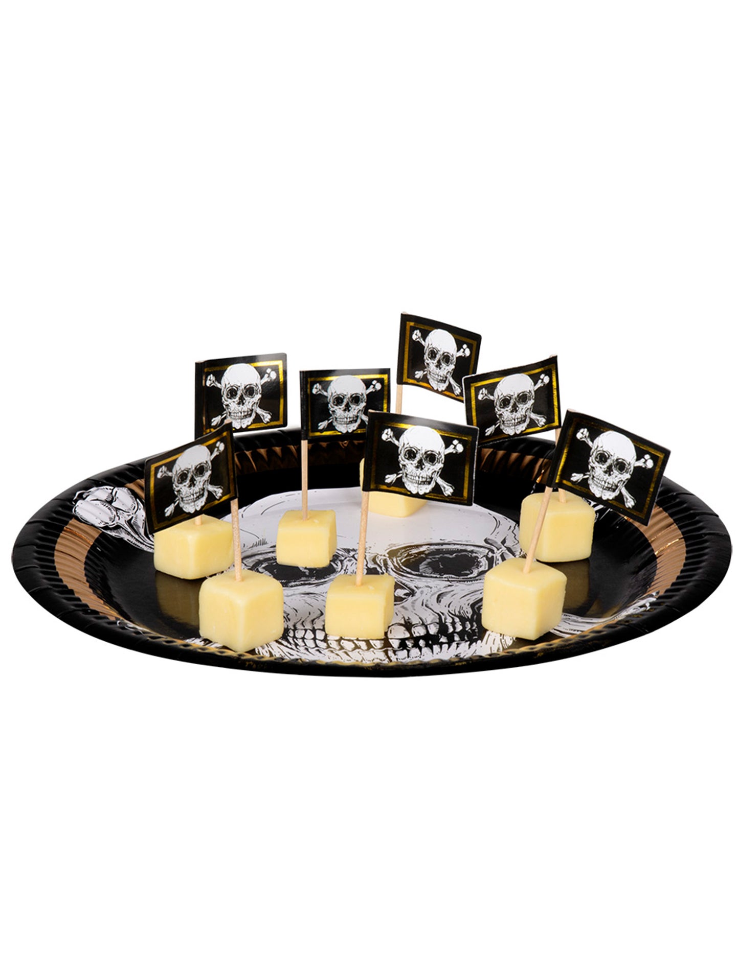 24 dřevěných vrcholů pirátský vlajka Jolly Roger 7 cm