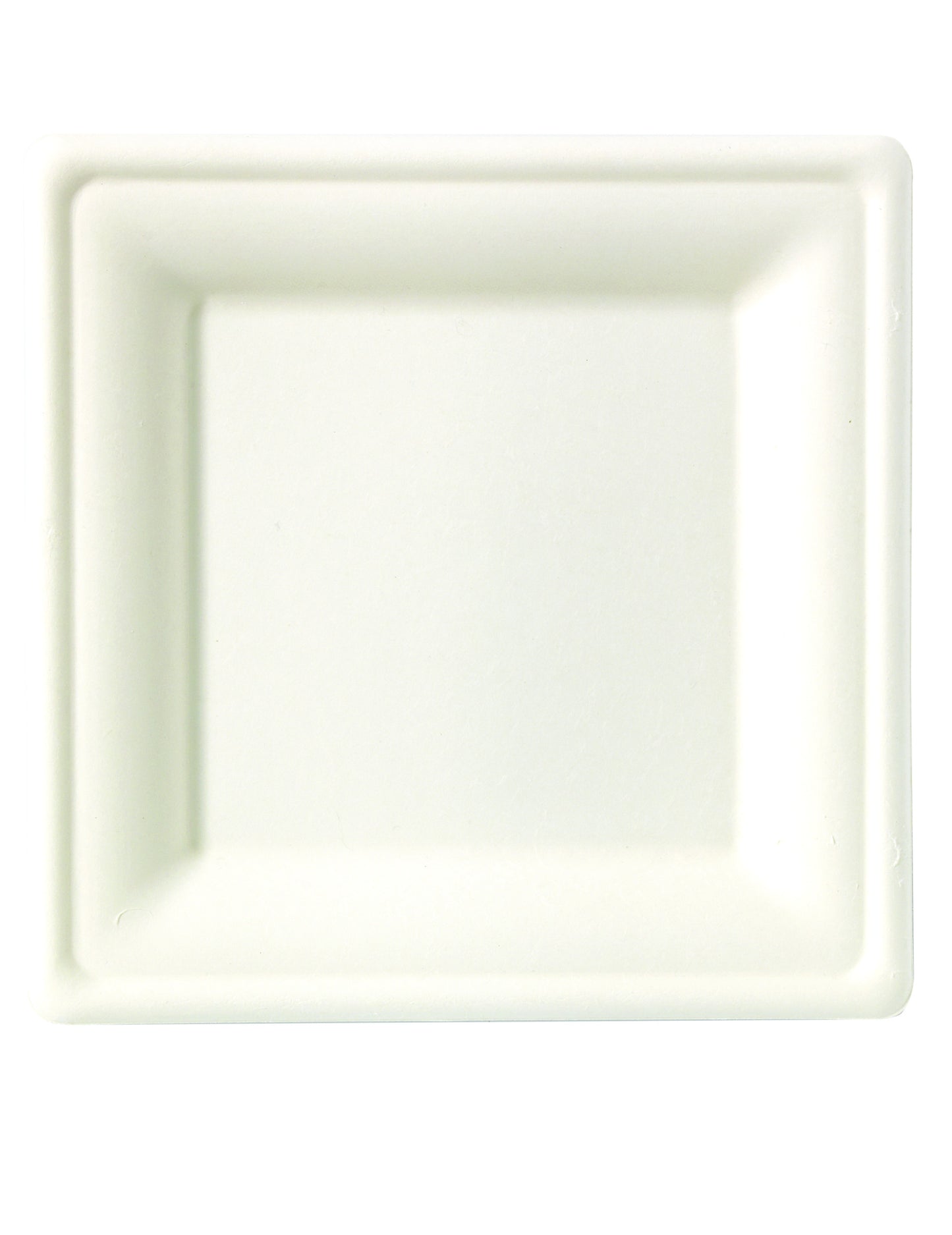 Assiettes carrées en fibre de canne compostables blanches