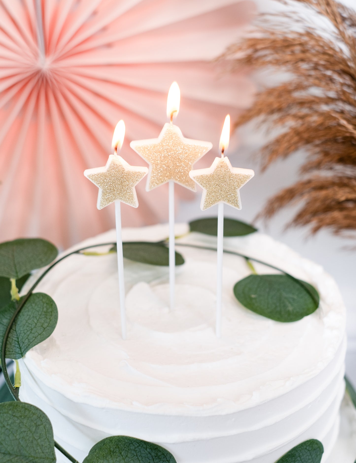 3 svíčky na šampaňské třpytivé hvězdě, výběr 11 cm