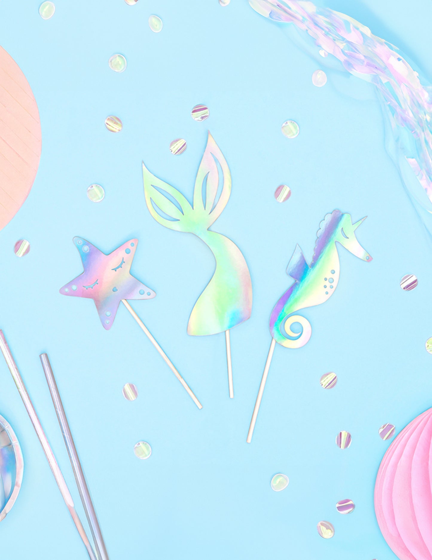 3 Holografická ozdoba na dort s mořskou pannou 24,5 cm