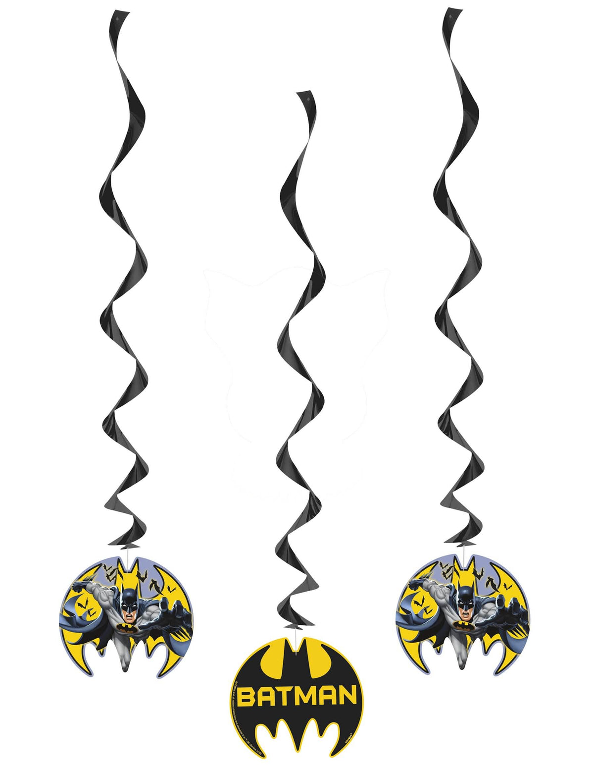 Závěsné spirálové dekorace Batman černé a žluté s medailony