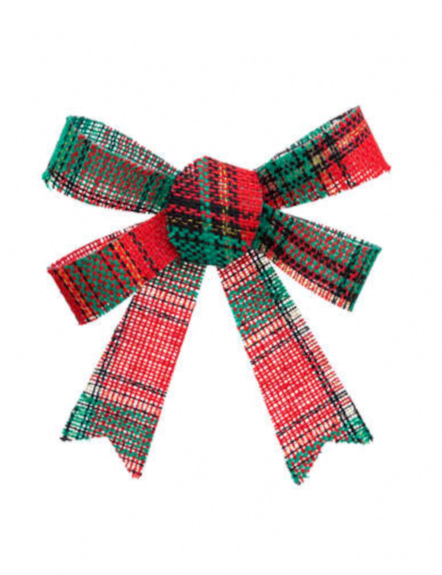 3 vánoční mašle se zeleným a červeným tartanovým vzorem 10 x 12 cm