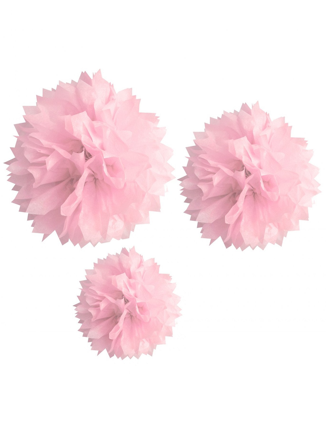 3 růžové papírové bambulky 20, 30 a 40 cm