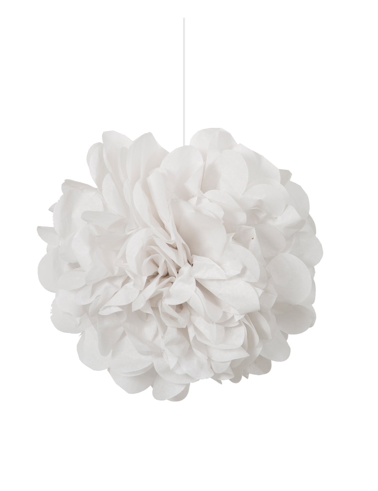 3 bílé papírové závěsné bambulky 22 cm na svatbu