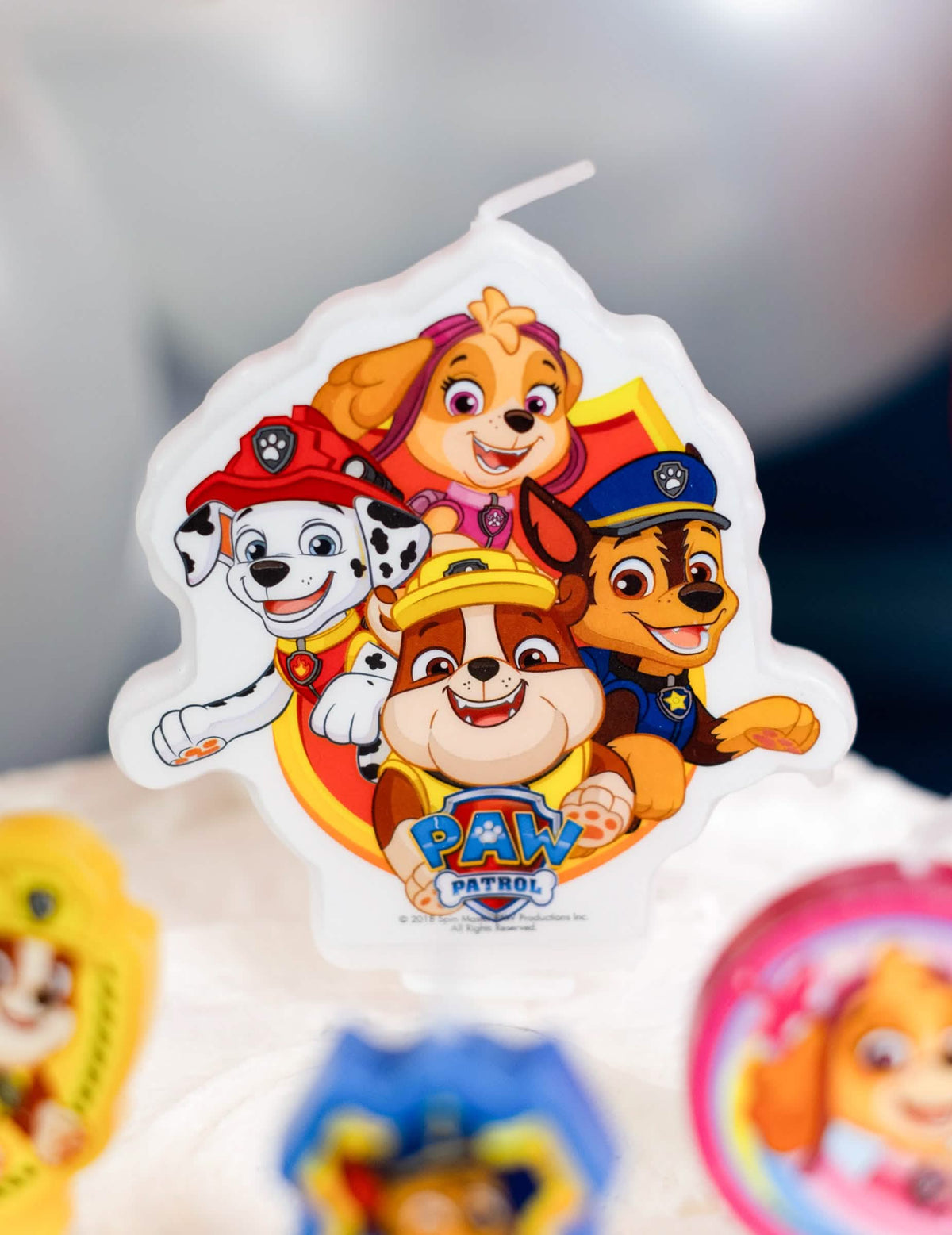 Detail na skupinové svíčce narozeninových svíček Tlapková patrola