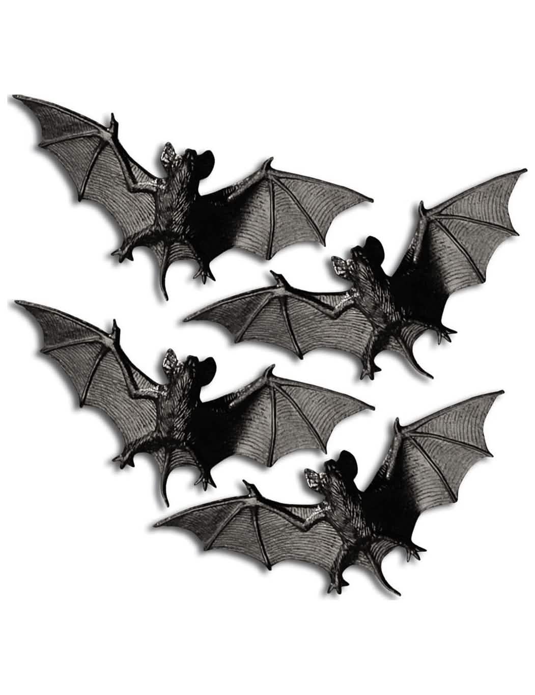 Sada 4 netopýrů halloween pro dekoraci černé