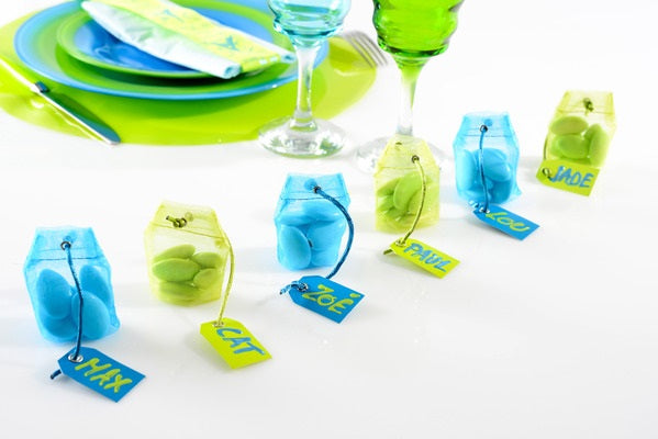 4 organdové sáčky na čaj tyrkysové 5x6 cm na mandličky