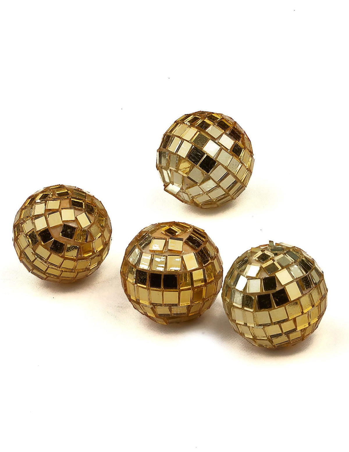 4 mini zrcadlové koule disco na párty, zlaté