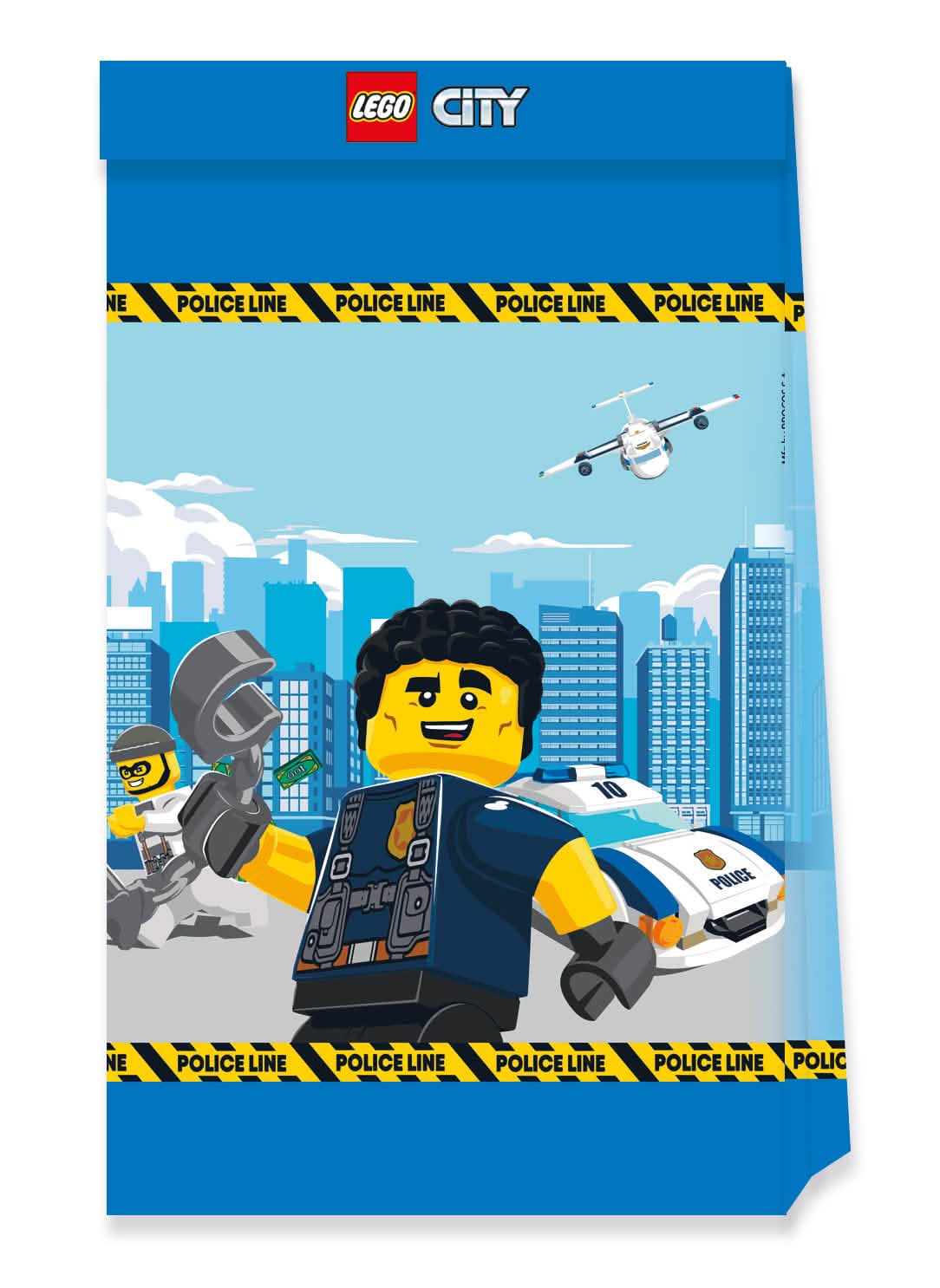 Papírové párty sáčky Lego City pro dítě modré s dekorací policie
