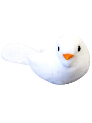 4 malé bílé holubice z polyesteru pro svatební výzdobu