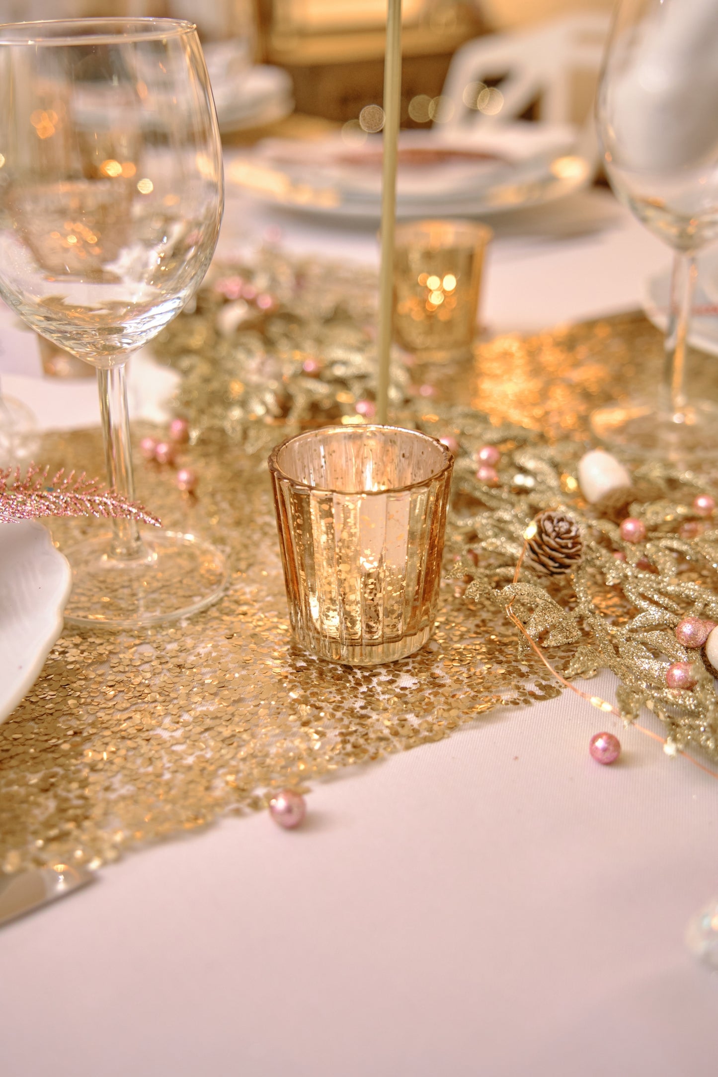 4 svícny z růžového zlata ze skla 6 cm na svíčky
